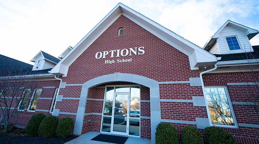 Middle & High School building at Options Charter Schools